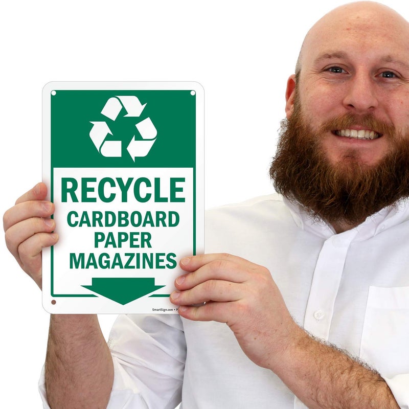 SmartSign - S2-0372-PL-07x10-RR "Recycle - Cardboard Paper Magazines" Sign with Down Arrow | 7" x 10" Plastic - Image 2